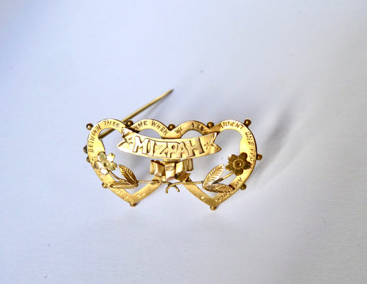 Gold Mizpah Brooch Circa 1880