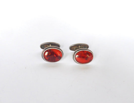 Silver & Amber Cufflinks