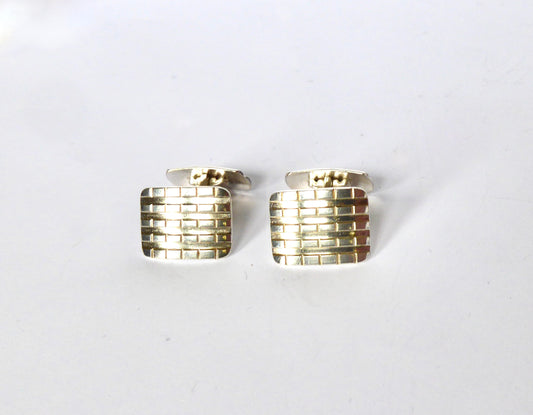 Silver Cufflinks - Basket Weave Design