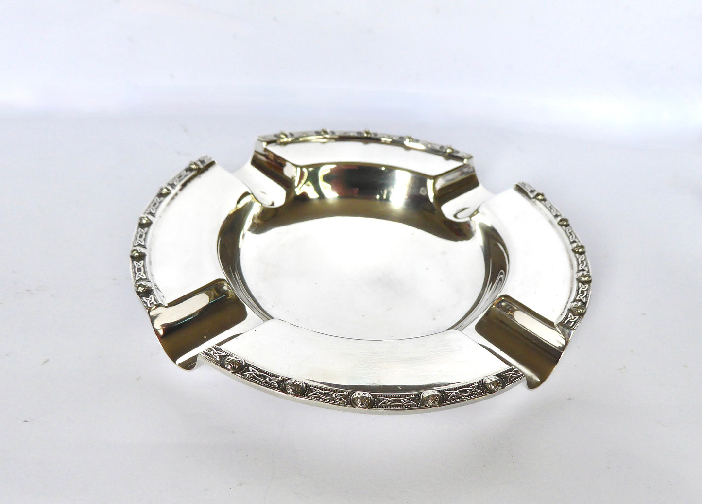 Irish Silver Ash Tray 1973 - Celtic Pattern