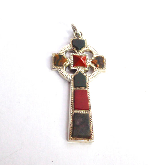 Silver & Agate Celtic Cross