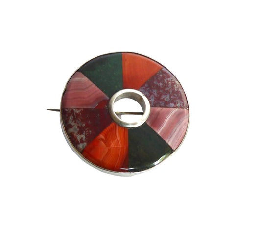 Victorian Circular Agate Brooch