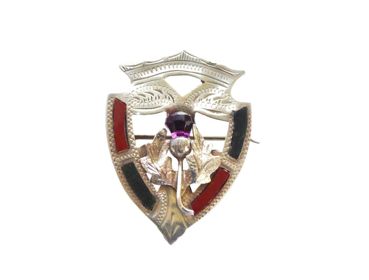 Shield Shape Thistle Brooch 1911