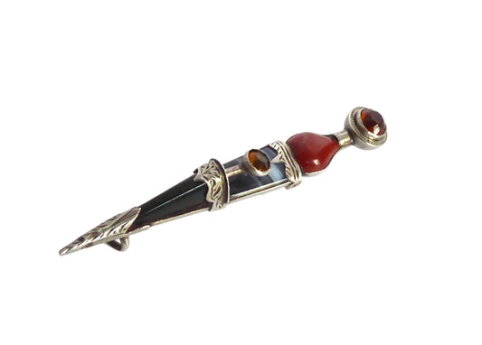 Silver and Agate Dirk Brooch