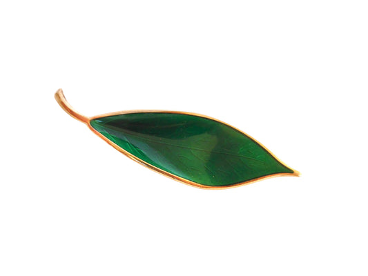 Enamel Leaf Silver Brooch