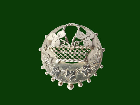 Victorian Silver Shamrock Brooch