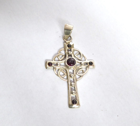 Celtic Cross with Garnets