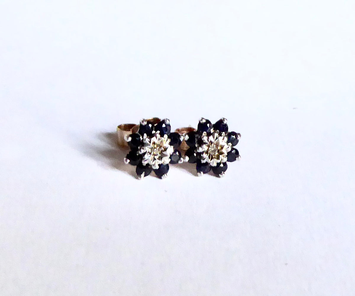 Diamond & Sapphire Cluster Earrings