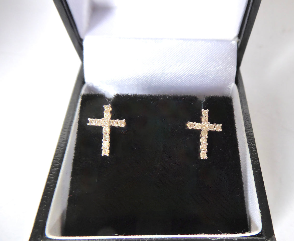Diamond Cross Earrings