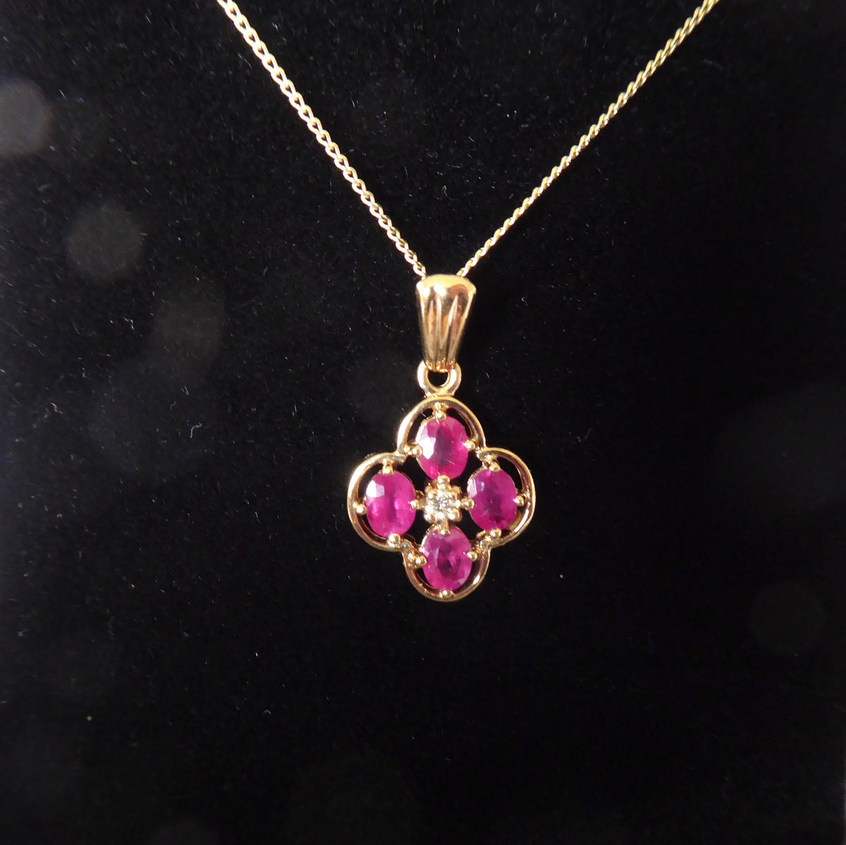 Ruby Quatrefoil Shape Pendant